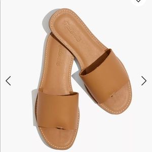 Madewell The Boardwalk Post Slide Sandal in Leather